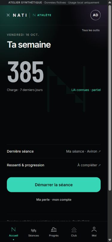 Écran mobile Athlète de la V1 NATI